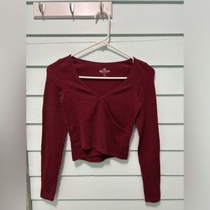 Hollister Maroon wrap long sleeve shirt